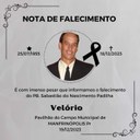 Nota de Pesar à Família do senhor Sebastião do Nascimento Padilha – ex-vereador de Manfrinópolis.